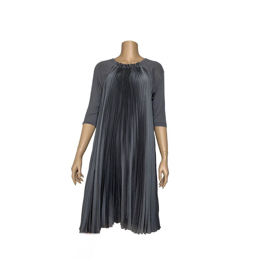 Bcbg Maxazria Pleated Gray Midi Dress Xs (026)
